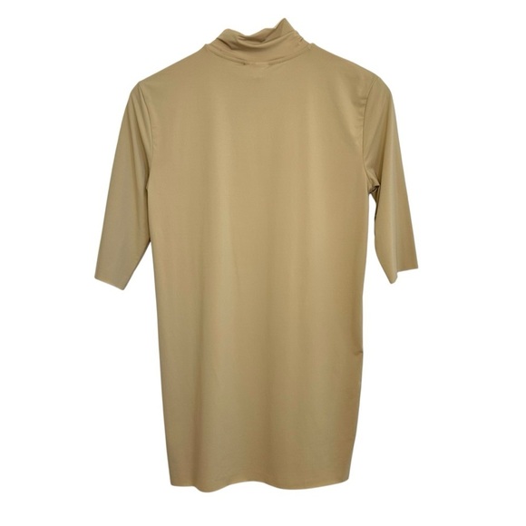 MTWTFSS Weekday Womens Tight Turtleneck Short Sleeve Tee Sz Medium Beige Top - Picture 2 of 7